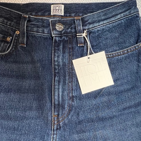 NWT TOTEME Slim Straight High Rise Regular Fit Denim Dark Vintage Wash Sz 27 - Picture 8 of 16